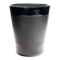 Ceramic Teacup - Black, Brown And Blue Border Pattern