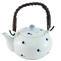 ceramic teapot white blue spot pattern