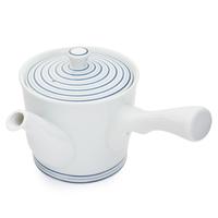 Ceramic Teapot - White, Blue Stripe Pattern