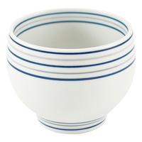 Ceramic Teacup - White, Blue Stripe Pattern