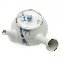 Ceramic Teapot - White, Blue Bamboo Pattern