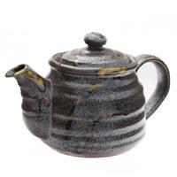 Ceramic Teapot - Brown, Rustic Pattern