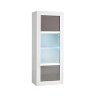 Celtic Glass Display Cabinet In White And Grey Gloss With LED