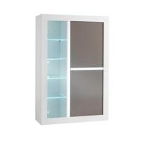 Celtic Display Cabinet Wide In White And Grey Gloss And LED