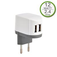 CE Certified Dual USB Wall Charger, Europe Plug, 5V 2..4A output, for iPhone 5 iPhone 6/Plus, iPad Air, iPad Mini, iPad4