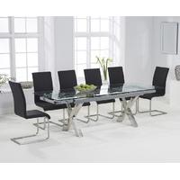 Celeste 160cm Extending Glass Dining Table with Malaga Chairs