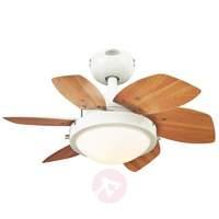 Ceiling fan Quince with light, white-beech