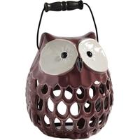 Ceramic Aubergine Owl T-Light Holder (Set of 2)