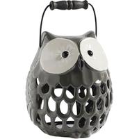 Ceramic Grey Owl T-Light Holder (Set of 2)