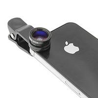cell phone clip and fish eye wide macro silver photo lens in set