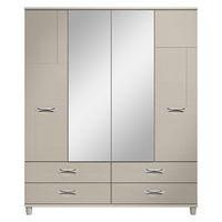 cesca 4 door 4 drawer mirrored wardrobe elm and cashmere