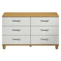 cesca 6 drawer chest oak and white