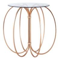 Celexa Side Table In Clear Glass Top With Rose Gold Frame