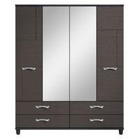 cesca 4 door 4 drawer mirrored wardrobe black and graphite