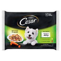 Cesar Pouches Deliciously Fresh Selection In Jelly - 4 x 100g