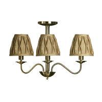 ceiling light metal 3 arm gold fabric shades