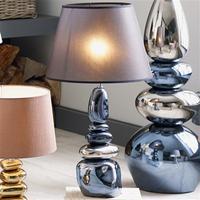 Ceramic Pebble Table Lamp with Shade, Petrol