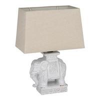 Ceramic Elephant Table Lamp with Shade, White