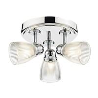 CED7638 Cedric 3 Light Plate Ceiling Light in Polished Nickel IP44