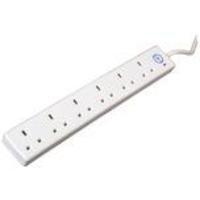 CED 6-Gang Surge Protect Extension Lead White 2 Metres