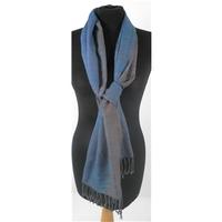 Cerulean Blue And Faded Cinnamon Blend Scarf With Tassel Ends