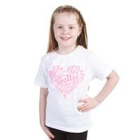 Celtic Heart Glitter T-Shirt - White - Girls