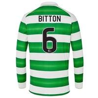 Celtic Home Kids Shirt 2016-17 - Long Sleeve with Bitton 6 printing, Green/White