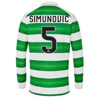 Celtic Home Kids Shirt 2016-17 - Long Sleeve with Simunovic 5 printing, Green/White