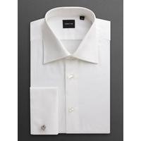 Cerruti 1881 White Fine Satin Stripe Double Cuff Shirt 15 White