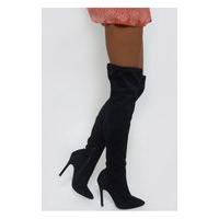 Celeb Style Over The Knee Black Suede Boots