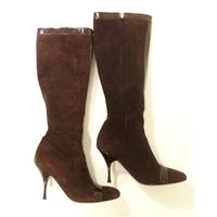 Celine Size 39 (UK 6) Chocolate Brown Suede Thigh High Leather Detail Shoes