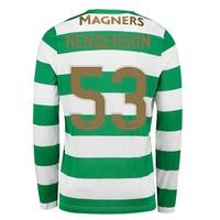 Celtic Home Shirt 2017-18 - Long Sleeve with Henderson 53 printing, Green/White