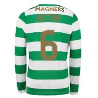 Celtic Home Shirt 2017-18 - Long Sleeve with Bitton 6 printing, Green/White