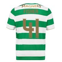 Celtic Home Shirt 2017-18 with Fisher 41 printing, Green/White