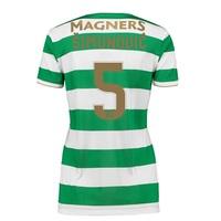 Celtic Home Shirt 2017-18 - Womens with Simunovic 5 printing, Green/White