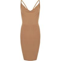 Ceri Strappy Cowl Neck Party Dress - Camel