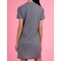 CEDAR - Grey Grunge Style Printed T-shirt Dress