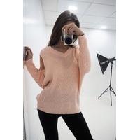 cecilia v neck knitted cold shoulder jumper