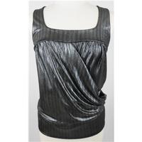 Ce.Me. London - Medium/ Large Size - Pewter & Black Striped Ruched Sleeveless Top