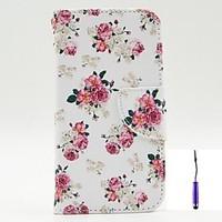 Charming Flowers Pattern PU Leather Case Cover with A Touch Pen , Stand and Card Holder for Nokia Lumia 630