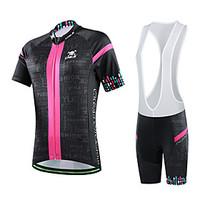 cheji Cycling Jersey with Bib Shorts Women\'s Short Sleeve Bike Bib Shorts Jersey Sleeves Clothing SuitsQuick Dry Ultraviolet Resistant