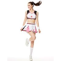 Cheerleader Costumes Outfits Women\'s Performance Modal Color Block 2 Pieces Sleeveless High Top Skirt