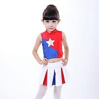 Cheerleader Costumes Outfits Kid\'s Performance Polyester 2 Pieces Sleeveless Dropped Skirts Tops