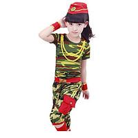 Cheerleader Costumes Outfits Kid\'s Polyster 6 Pieces Short Sleeve Tops Pants Belt Hats Bracelets