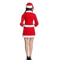 Christmas Costume /Holiday Halloween Costumes Red Solid Top / Belt / Hats / Shorts Christmas Female Pleuche