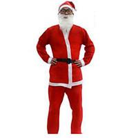 Christmas Costume/Holiday Halloween Costumes Red Solid Top / Pants / Belt / Hats Christmas Male Nonwoven Fabric / Pleuche