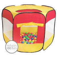 Charles Bentley Multi-Coloured Pop Up Ball Pit Play Tent Including 100 Balls Indoor