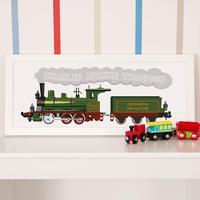Childrens Steam Train Personalised Christening Print