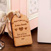 Christening Wooden Tag: Heart Design