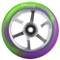 Chilli Pro 6 Spoke 110mm Scooter Wheel w/Bearings - Purple/Green/Silver